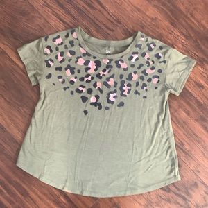 SO Girls Green Leopard Top